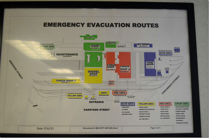 They didn’t have any hand-outs, so I shot this on the wall of the administration building lobby. This pertains mainly to the threat of tornados. ATK shop layout.
