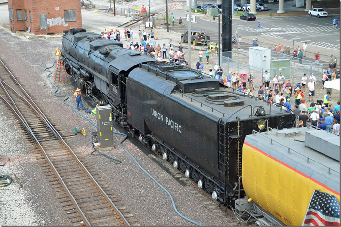 UP 4014 was converted to burn oil, as coal would be a logistical nightmare.