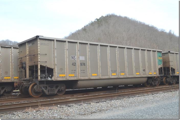 NS gon 42974 was TILX same number. Load limit is 244,300 lbs, volume is 4402 cubic feet, and it was built by Trinity 12-2007. Naugatuck WV.