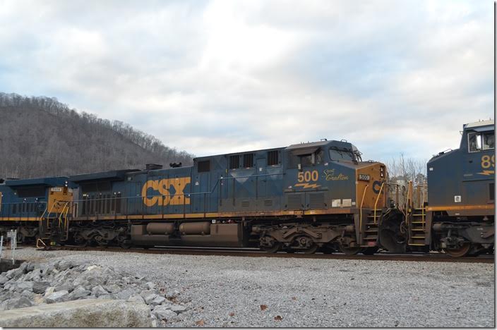 CSX “CW44AH” 500 “Spirit of Grafton.” This unit weighs 432,000 lbs. and has other features that classify it as a high tractive effort unit. Shelby.