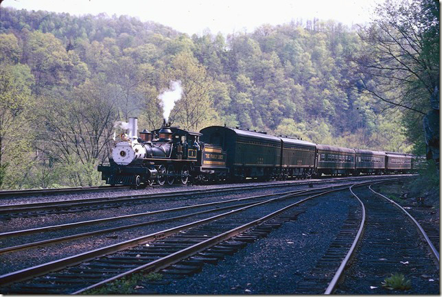 CC&O #1 rounding curve at south end of Miller Yard VA. on photo run-by. 04-27-1974.