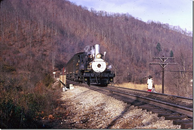 Santa Train behind CC&O 4-6-0 #1. Nora VA. 11-24-1973.