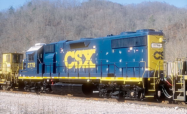 Freshly shopped and painted GP38-2 2778 at Shelby on 12-18-11. 