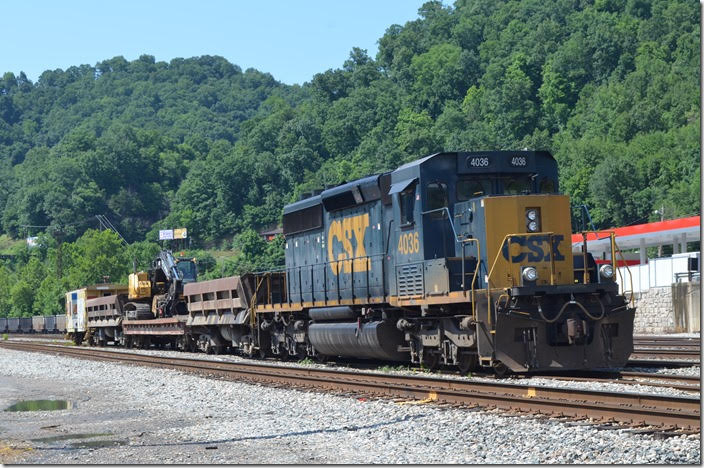 CSX 4036 work train parked in Danville WV yard. 06-24-2018. 