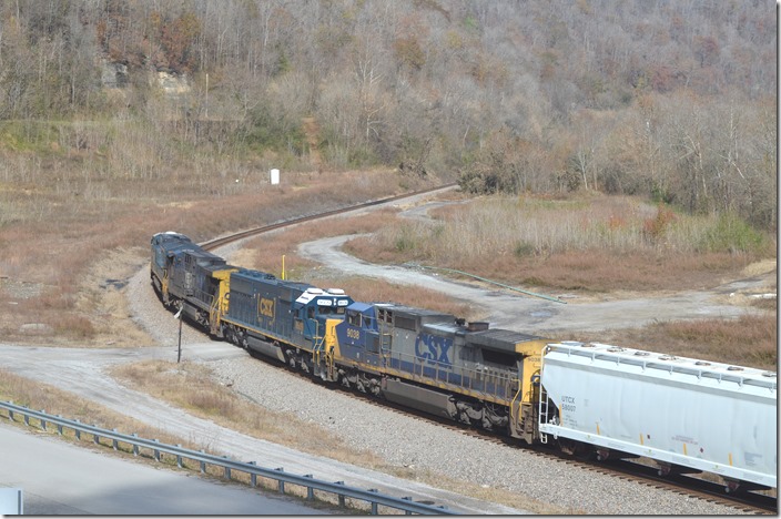 Shortly CSX 3296-394-8609-9038 head west with Q692 and 34 cars. FO Cabin KY.