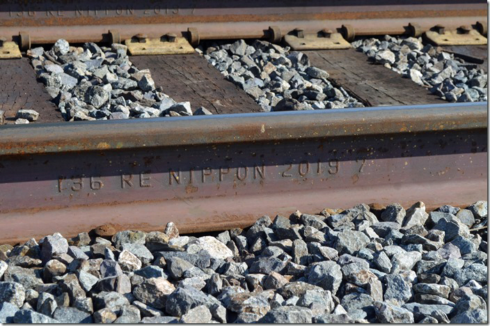 136 lb./yard rail rolled by Nippon Steel in 2019. CSX Pembroke KY.