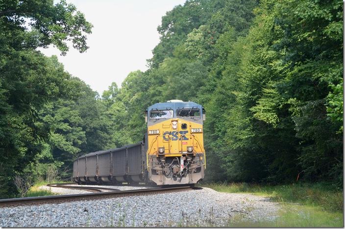Four GE ACs can move a 77-car drag pretty good up a steep grade such as this. It is around 2.00% between Newburg and West End. CSX pusher 780-3254. Austen WV.