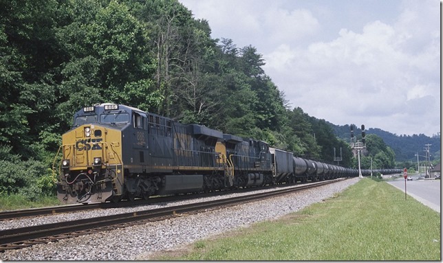 CSX 886-5106 on e/b loaded ethanol train K429 at the East End Pauley near Pikeville.