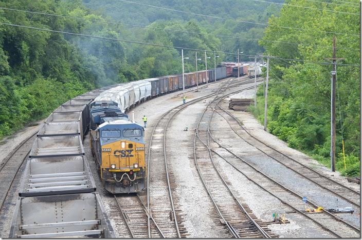 Q317 gets ready to switch out their local cars. CSX 5433-3072. Grafton WV.