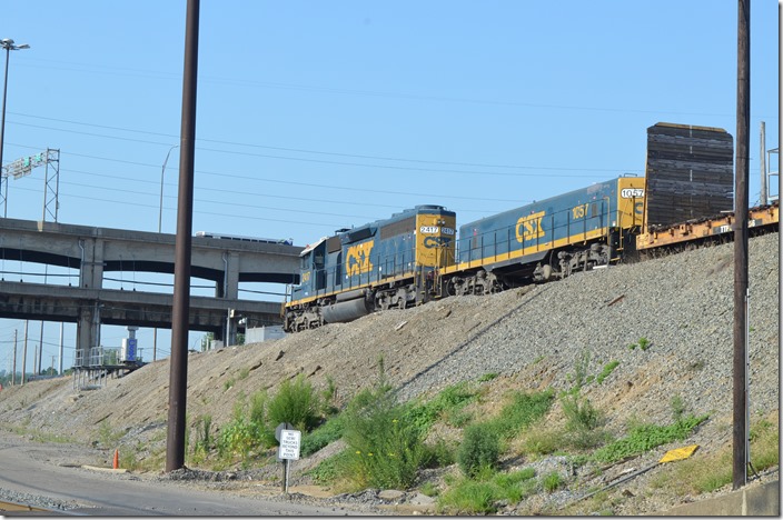 CSX SD40-2 2417 and yard slug 1057 shove a cut across the hump. We saw two pairs of hump engines. Queensgate OH.