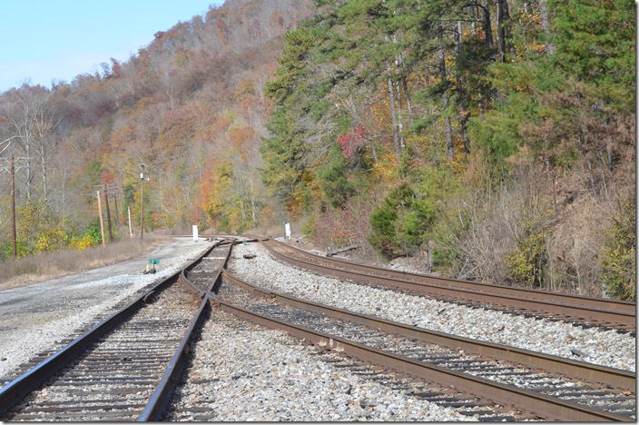 Looking north toward Hazard at the junction of the Leatherwood Branch with the passing siding. CSX junction. Dent KY.