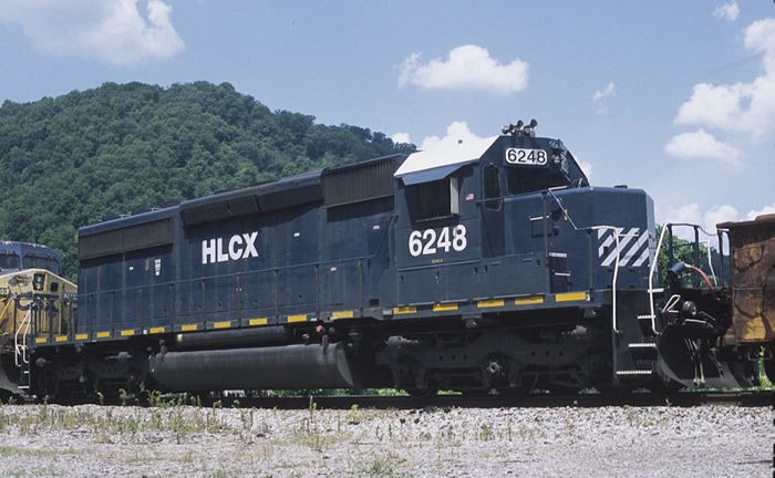 HLCX SD40-2 6248 on Q697 at Shelby on 6-23-2012.