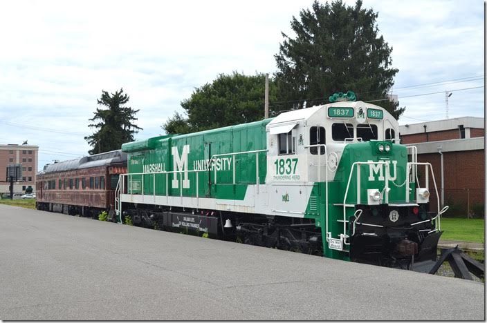 The track geometry train used to be parked on this track. Marshall Univ loco 1837. Huntington.