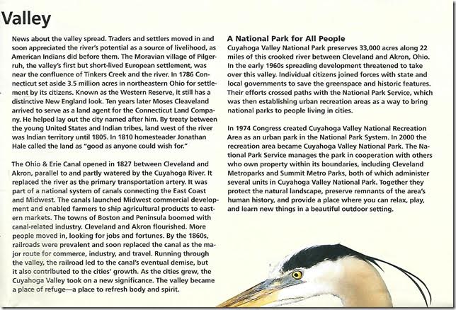 CVNP Beautiful Valley brochure. Page 3.