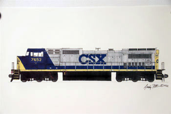 Andy Fletcher CSXT Locomotive 7653 Drawing