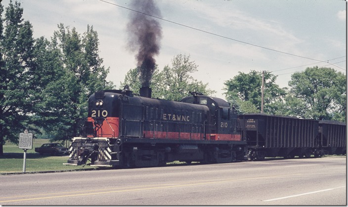 In 1967 ET&WNC received CofG 108 and 109 in a trade for their 2-8-0 steamers 630 and 722. View 3. No. 630 is now owned and operated by the Tennessee Valley Railway Museum.