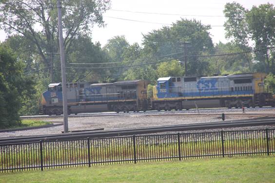 CSXT 208 and 7532 have just passed F Tower north bound.