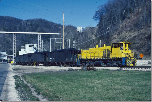 KC&NW 1. Making up their train of loads at the Valley Camp no. 5 mine. Mammoth WV. 1990.