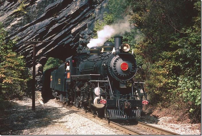 The best run-by was just north of town at Bee Rock Tunnel. At 47 feet, 7 inches in length, it is the shortest on the former L&N if not the U.S. 152 is backing for the run-by. 