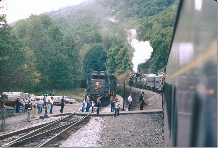 Back at Hagans, our train has to pull north on the "Old CV Main” to allow a waiting southbound coal train to proceed toward Erwin. 