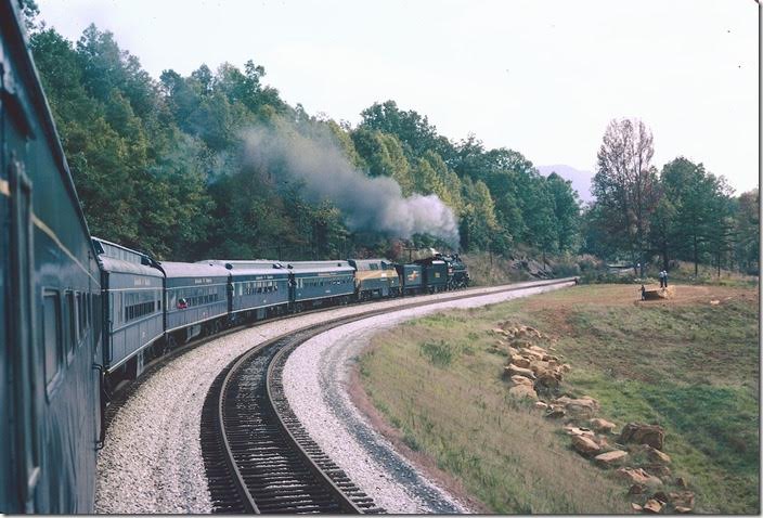 Southbound beside the passing siding at Hubbard Springs VA.