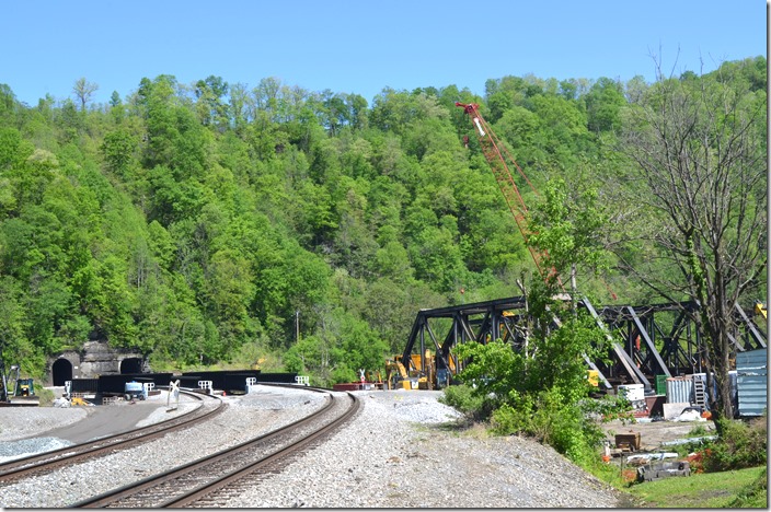 The new NS bridges are in place just west of Matewan WV at Hatfield Bend tunnels. 05-07-2020.