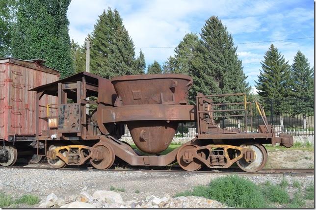This Treadwell slag dump car was used at the McGill smelter. Notice “Treadwell” just above the right truck platform.
