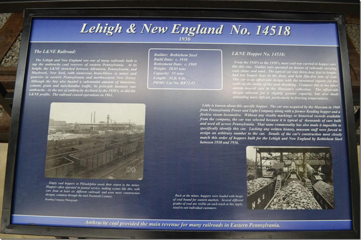 Lehigh & New England 14518 display board. Click on image for a larger view.