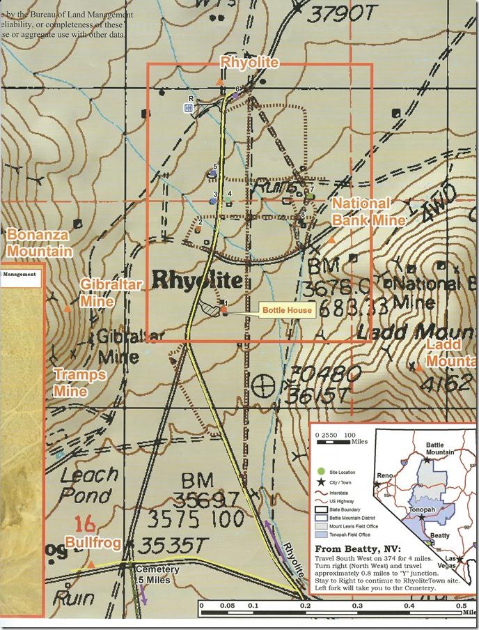 Rhyolite brochure & map. Page 4.