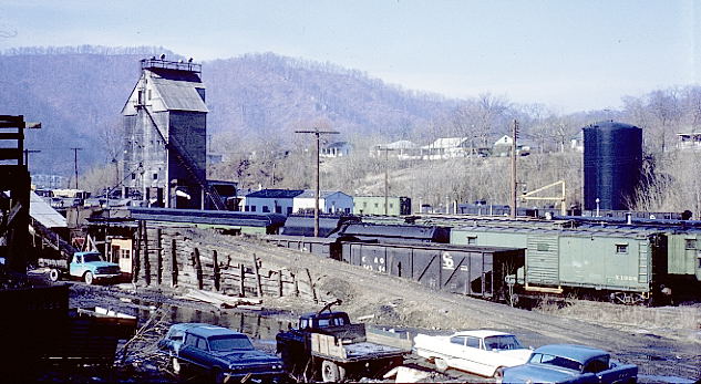 Coal tipple, camp cars, car shop, coal dock and "The Knoll". 3-7-70. View 1.