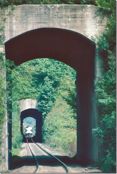 Coming back up the hill through Lick Log and McElroy Tunnels. 09-06-1976.