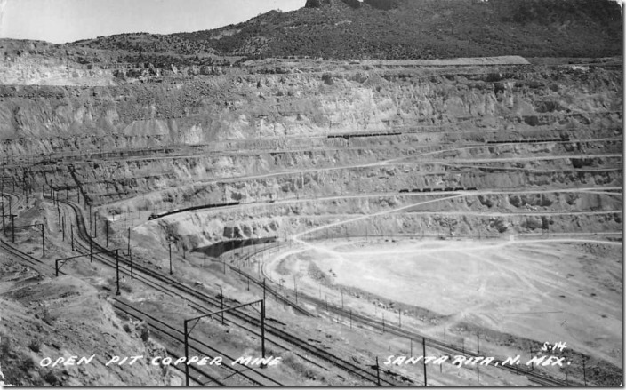 Kennecott Copper used electric locomotives for their pit haulage until at least the mid-60s. KCC copper mine. Santa Rita NM.