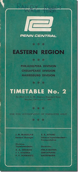 P-C Eastern Reg Timetable number 2 cover. 1968.