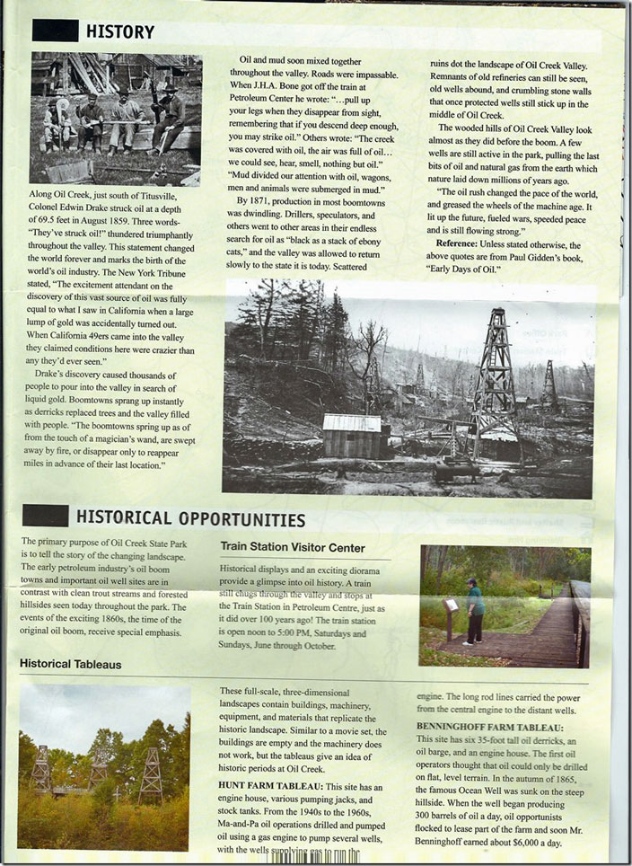 Oil Creek SP history.