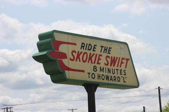 Ride the Skokie Swift sign.