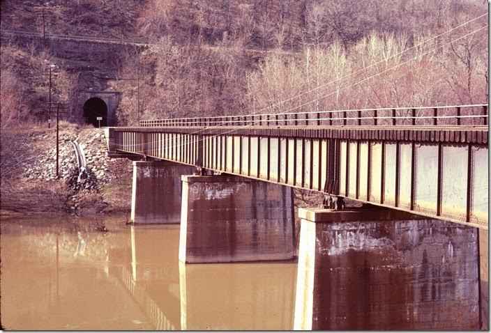 Great location but no train. The lesson here is don’t linger! That is WV 28 above the tunnel. Bill McClure had some good luck here. WM Ridgeley WV. 