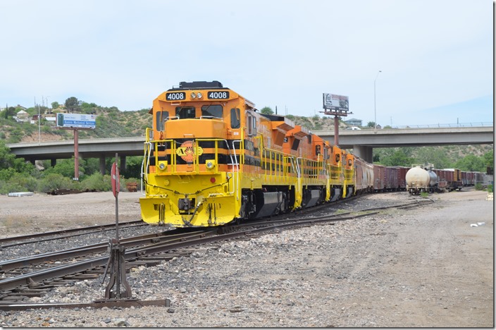 AZER B40-8s 4008-4002-4006-4004 coupled to a freight at Globe AZ ready to go east but no crew.