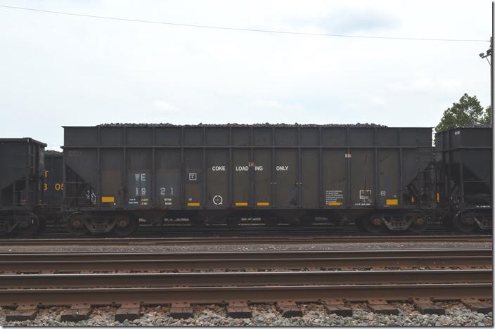 Wheeling & Lake Erie coke hopper 1921 at AK’s Ashland Works. I forgot to ask about the WE 1900 series (1900-1924). These apparently originated as D&RGW hoppers; more info will be forthcoming. Ashland KY.