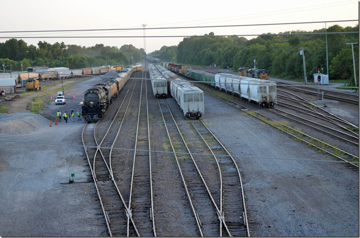 A railfan I was standing beside of got really excited over that CSX AC! LOL! I must confess I wish I had time to examine those UP Geeps in the yard. UP 4014. Poplar Bluff MO.