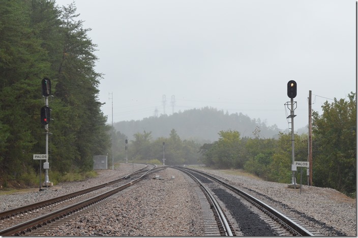 Looking south on the Birmingham SD on the left and the switch to the power plant on the right. Palos AL. BNSF signals.