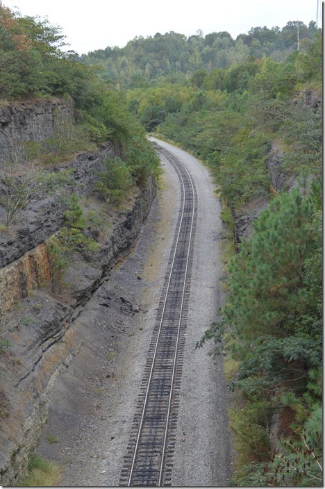 Looking south at the spur from the plant to the car shop and also a connection with NS. Alabama Power shop spur.