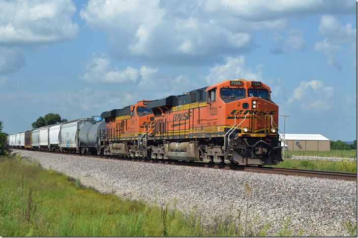 BNSF 7220-8154 ES44D-ES44C4. Brooks MO.