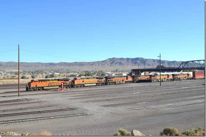 BNSF 6983-4330-6911 await a crew to go toward L.A. or San Francisco. Barstow CA.