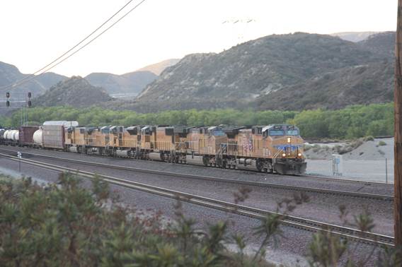 We are at Mile Post 62.7 and heading east on Track #2 is a Union Pacific mixed freight train.