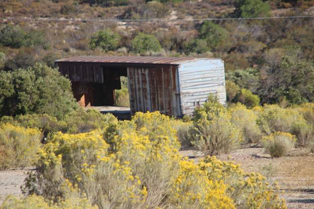 This partially salvaged boxcar was found lying near the BN-SF track at Mile Post 59.6.