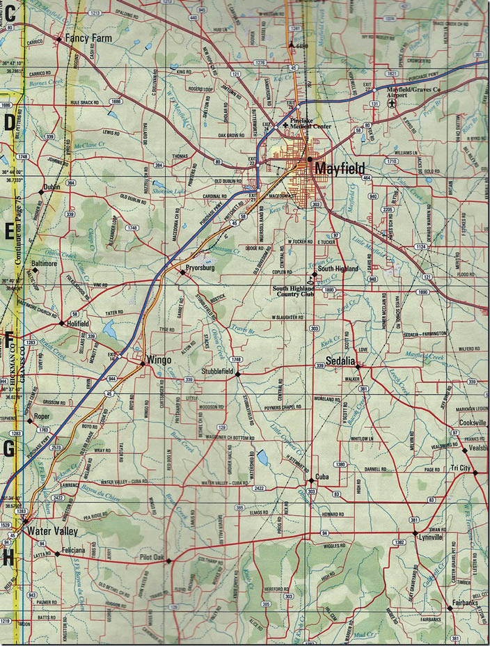 The old GM&O went through Columbus and Cayce KY. Some of it around Union City TN, and elsewhere remain to serve industries. Eastern poriton of the area map.