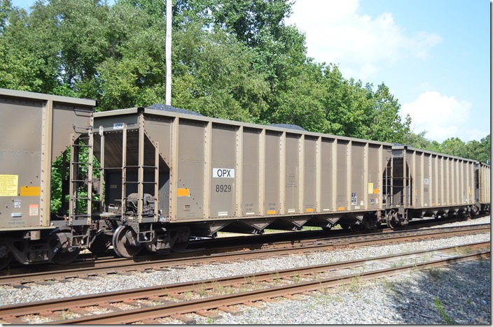 OPX hopper 8929 leaving Coal Run SD w/b. 09-1-2014.