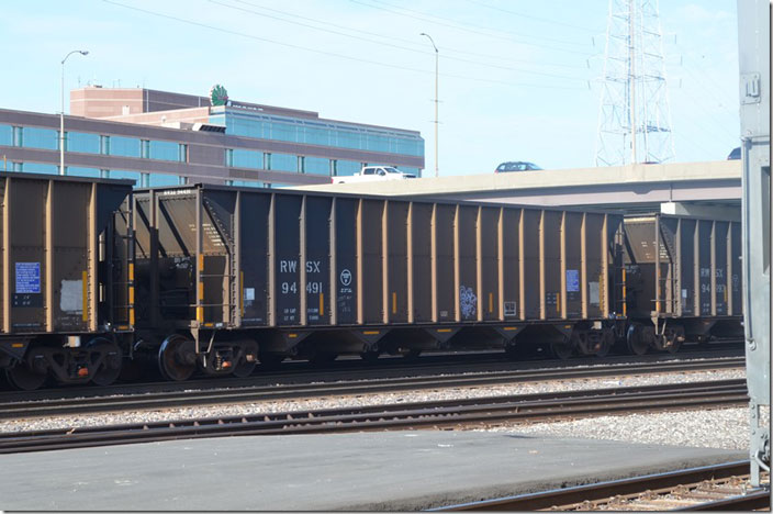 RWSX 94491 on BNSF e/b coal train passing through St. Louis MO on 08-29-2021. A Georgia Power car originally lettered for the Robert W. Scherer power plant near Macon. The plant is operated by Georgia Power but owned jointly by several other utilities. Perhaps that was why it has RWSX instead of the usual GALX reporting mark. It’s a huge plant, and gets 2-5 trains a day. BNSF hands off these PRB coal trains to NS at Memphis. Two of the plants four units will be decommissioned in the next few years.