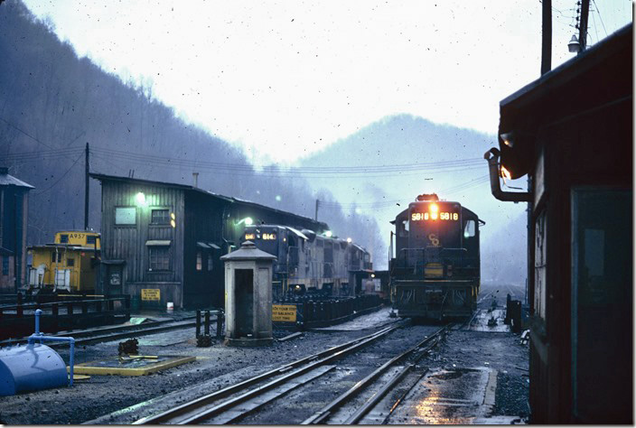 It is 12-27-74 and caboose A957 is still around. I rode along with Gene Huddleston and his father on this weekend trip just after Christmas. Big Coal, Cabin Creek SD