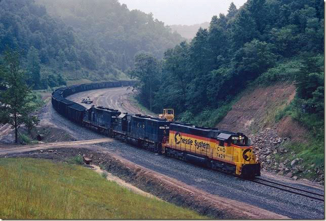 C&O 7429 doubling train over to Coal Run Yard after stalling. Coal Run SD.